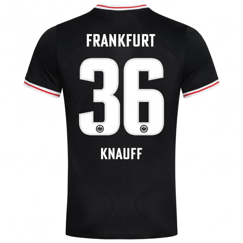 Kinder Ansgar Knauff #36 Schwarz Auswärtstrikot Trikot 2023/24 T-Shirt