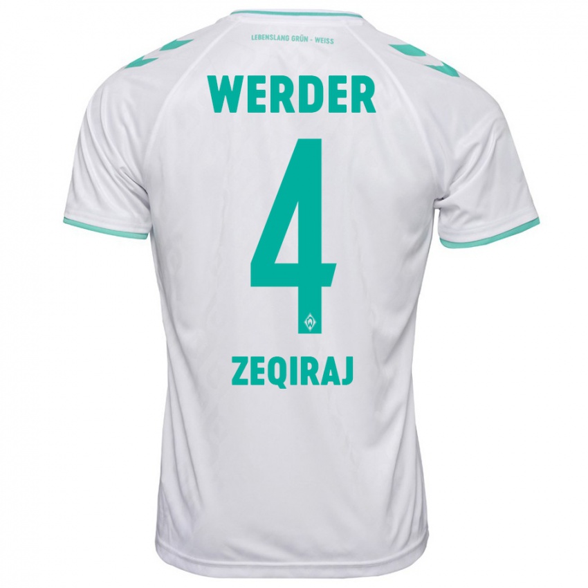 Kinder Leon Zeqiraj #4 Weiß Auswärtstrikot Trikot 2023/24 T-Shirt