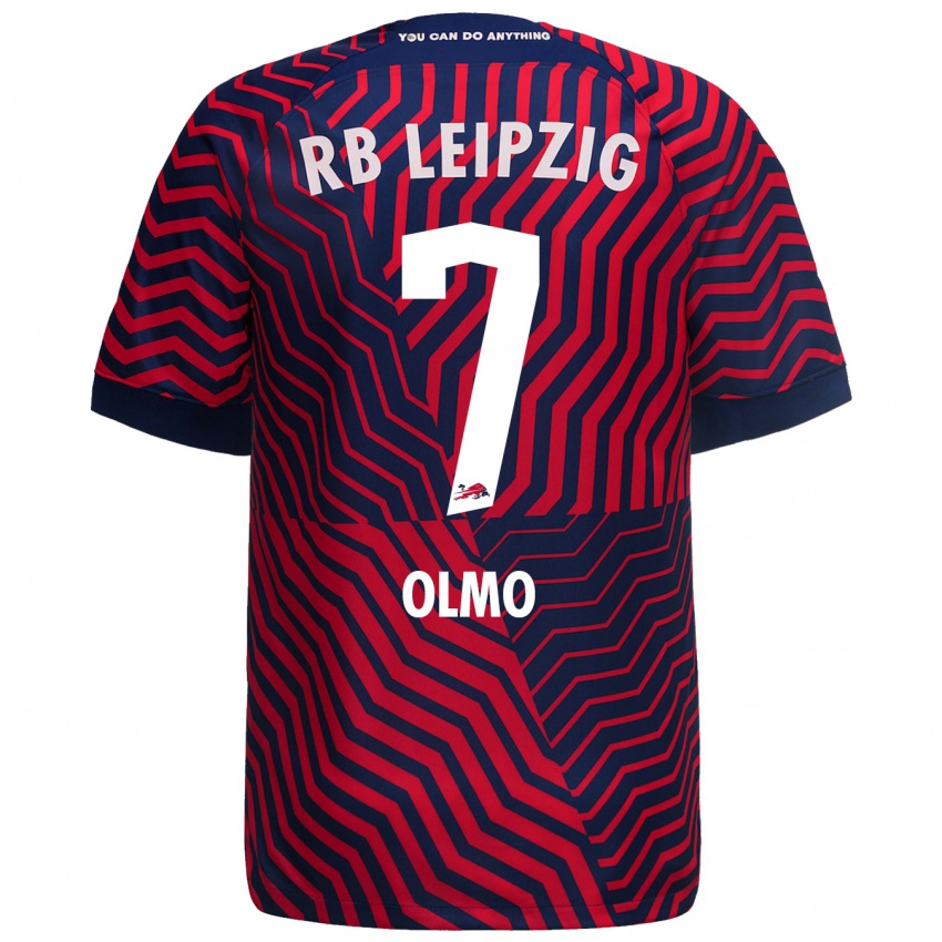 Kinder Dani Olmo #7 Blau Rot Auswärtstrikot Trikot 2023/24 T-Shirt