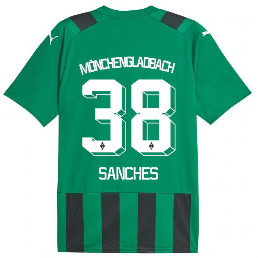 Kinder Yvandro Borges Sanches #38 Schwarz Grün Auswärtstrikot Trikot 2023/24 T-Shirt