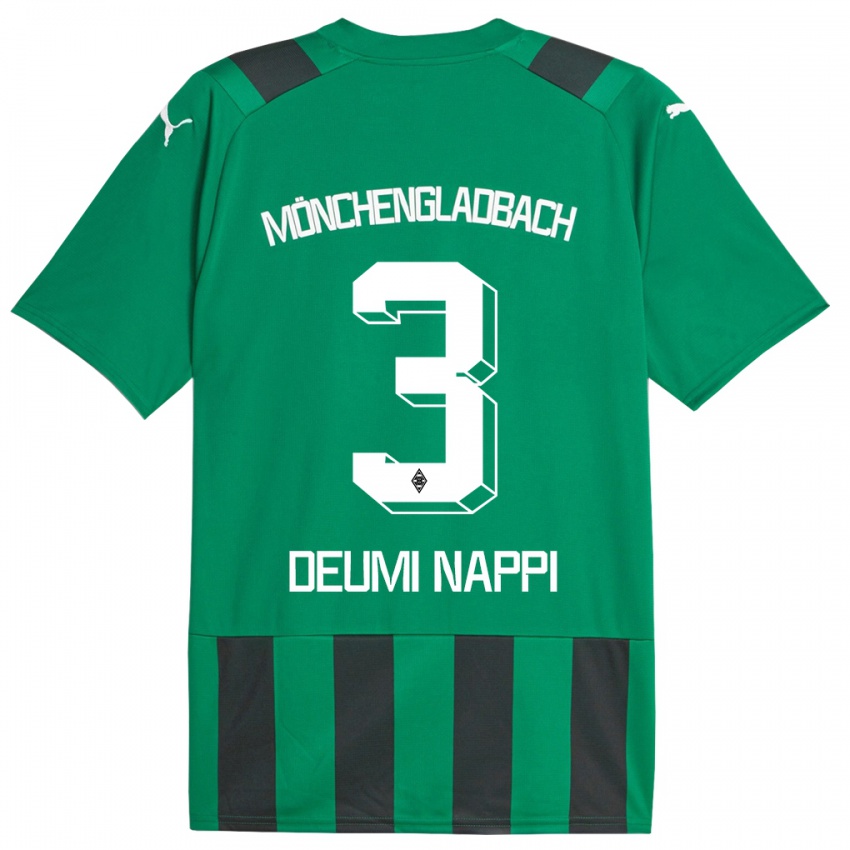 Kinder Dimitrie Deumi Nappi #3 Schwarz Grün Auswärtstrikot Trikot 2023/24 T-Shirt