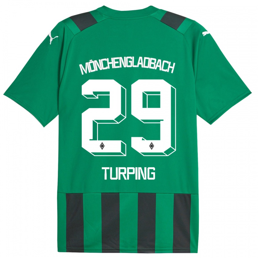 Kinder Selim Turping #29 Schwarz Grün Auswärtstrikot Trikot 2023/24 T-Shirt