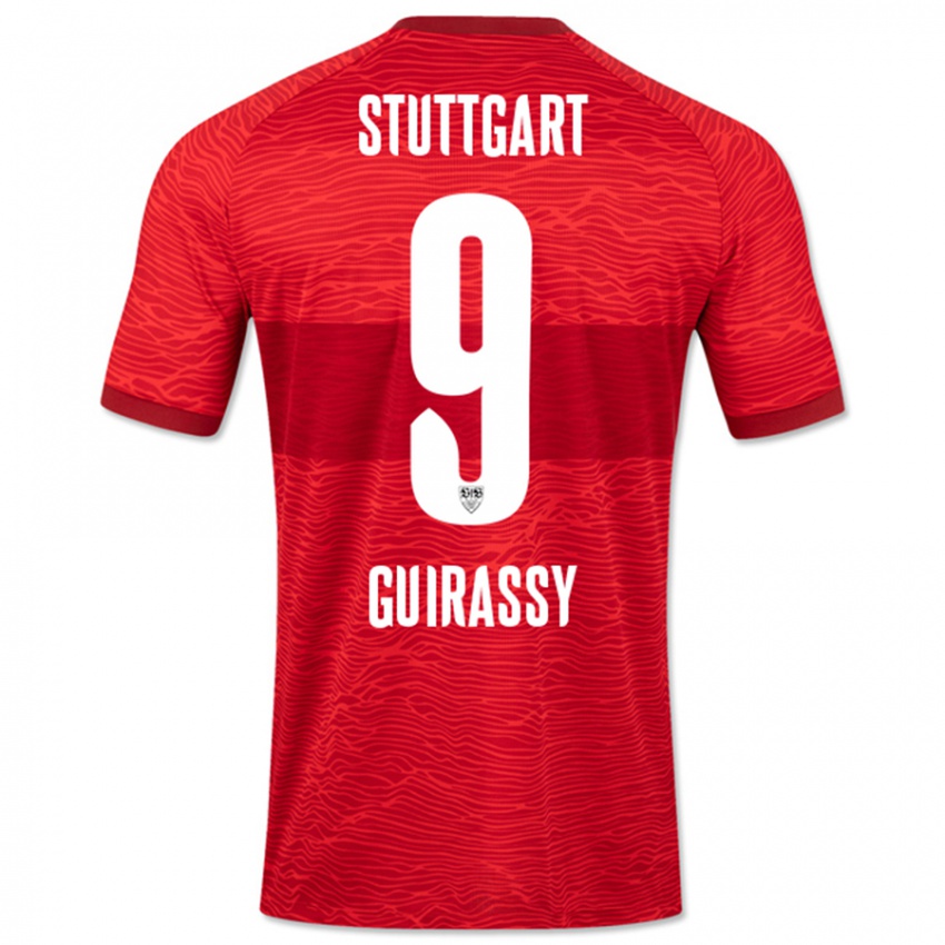 Kinder Serhou Guirassy #9 Rot Auswärtstrikot Trikot 2023/24 T-Shirt