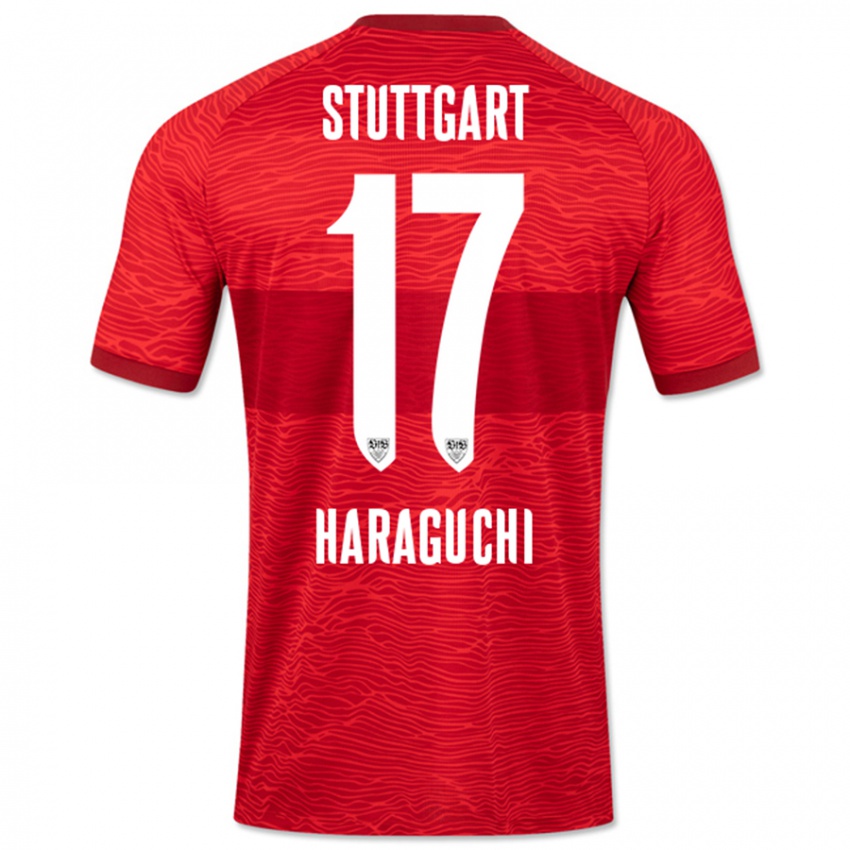 Kinder Genki Haraguchi #17 Rot Auswärtstrikot Trikot 2023/24 T-Shirt