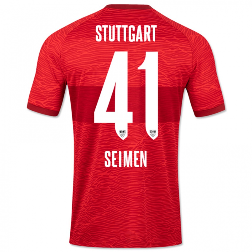 Kinder Dennis Seimen #41 Rot Auswärtstrikot Trikot 2023/24 T-Shirt