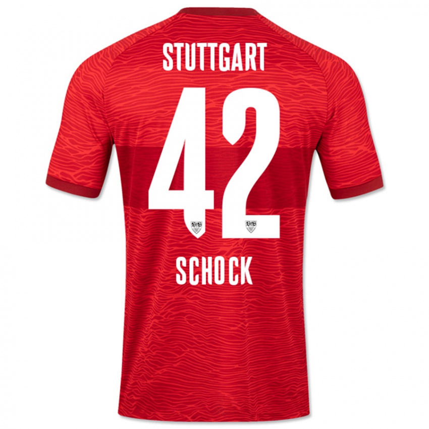 Kinder Florian Schock #42 Rot Auswärtstrikot Trikot 2023/24 T-Shirt