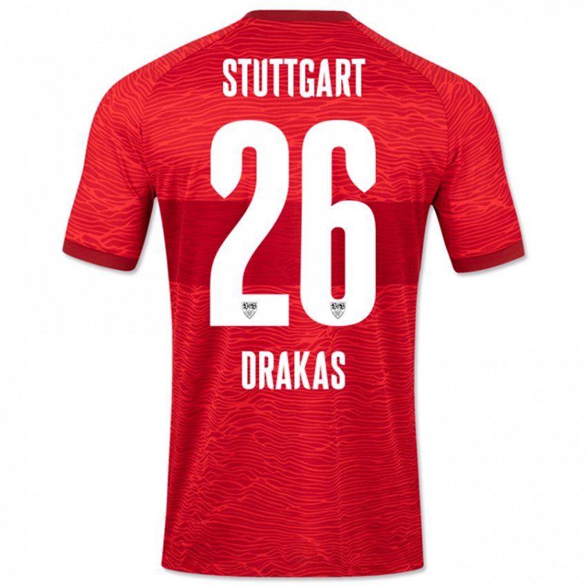 Kinder Babis Drakas #26 Rot Auswärtstrikot Trikot 2023/24 T-Shirt