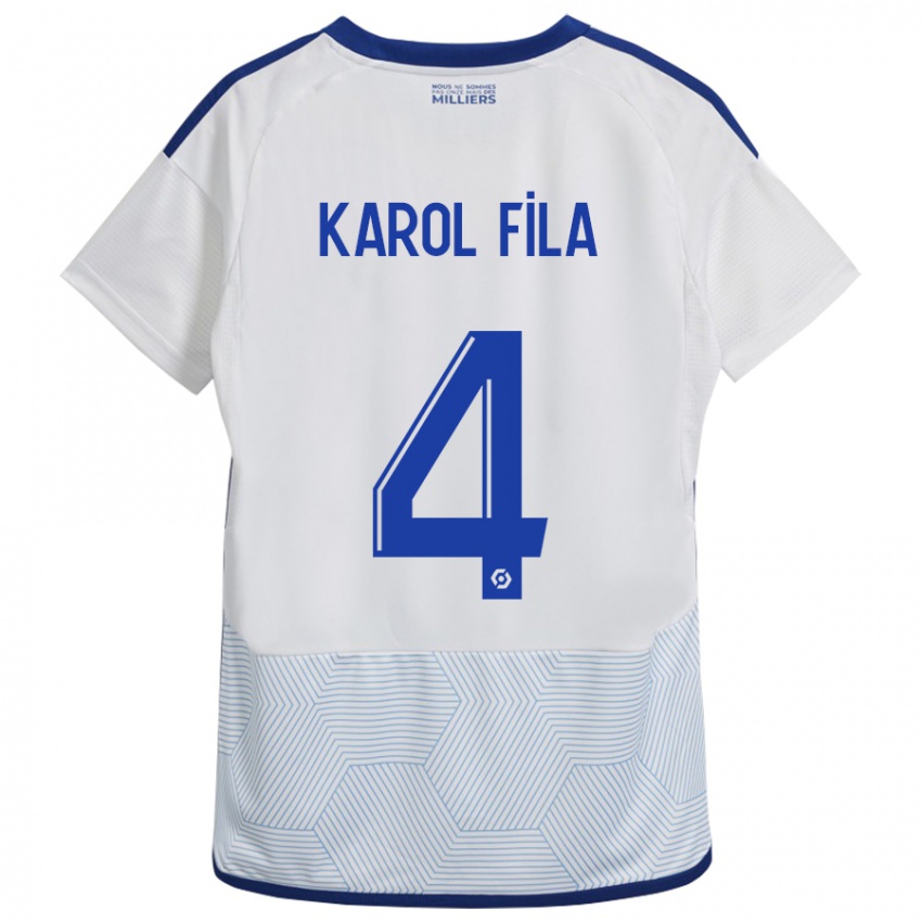 Kinder Karol Fila #4 Weiß Auswärtstrikot Trikot 2023/24 T-Shirt