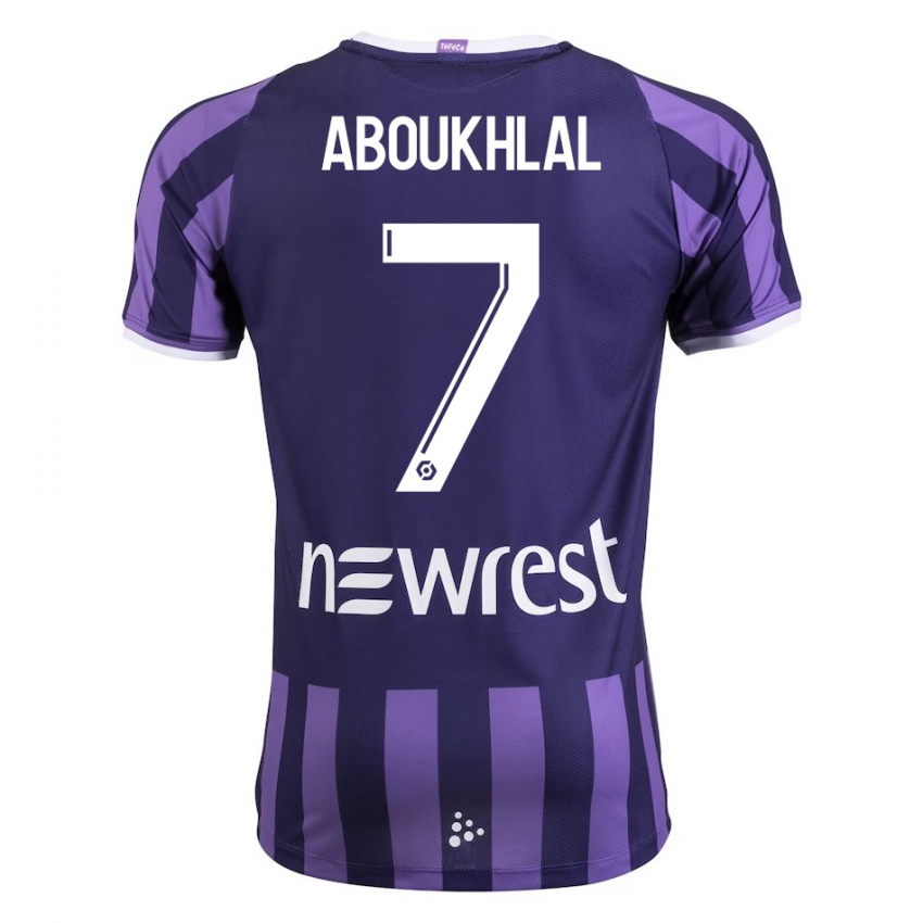 Kinder Zakaria Aboukhlal #7 Lila Auswärtstrikot Trikot 2023/24 T-Shirt