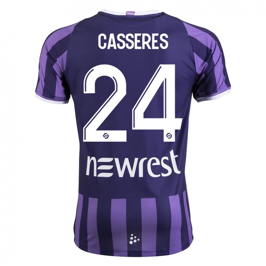 Kinder Cristian Cásseres Jr. #24 Lila Auswärtstrikot Trikot 2023/24 T-Shirt