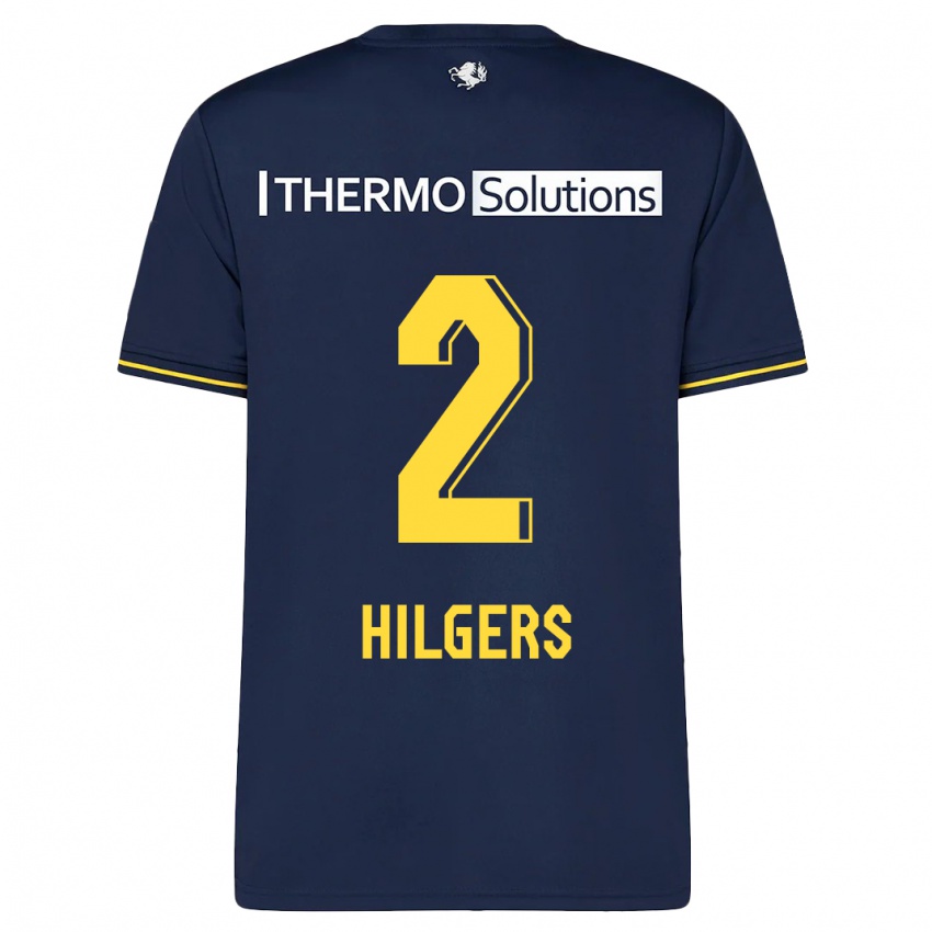 Kinder Mees Hilgers #2 Marine Auswärtstrikot Trikot 2023/24 T-Shirt