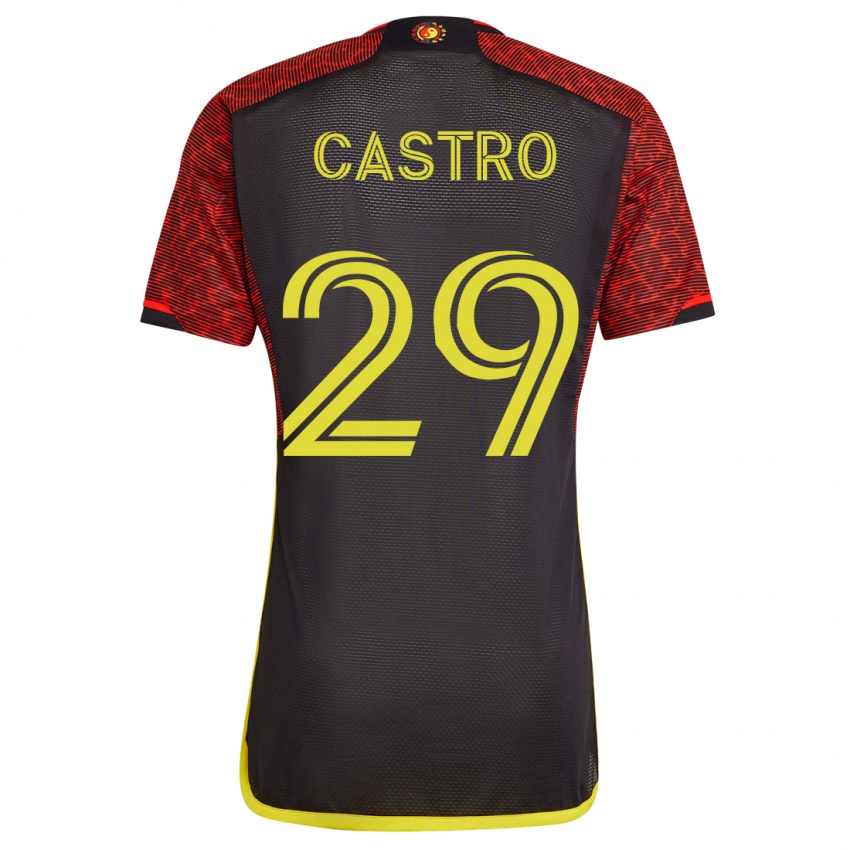 Kinder Jacob Castro #29 Orangefarben Auswärtstrikot Trikot 2023/24 T-Shirt