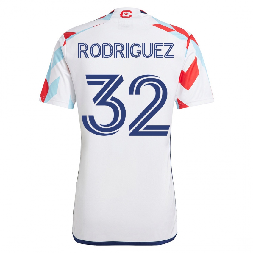 Kinder Missael Rodríguez #32 Weiß Blau Auswärtstrikot Trikot 2023/24 T-Shirt