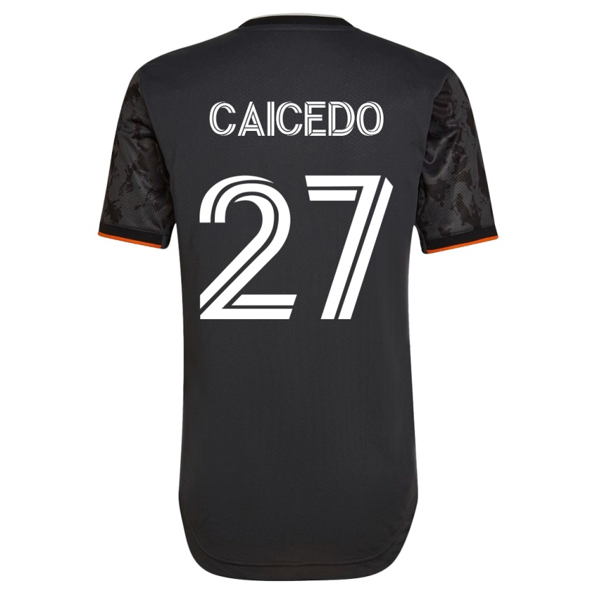 Kinder Luis Caicedo #27 Schwarz Auswärtstrikot Trikot 2023/24 T-Shirt