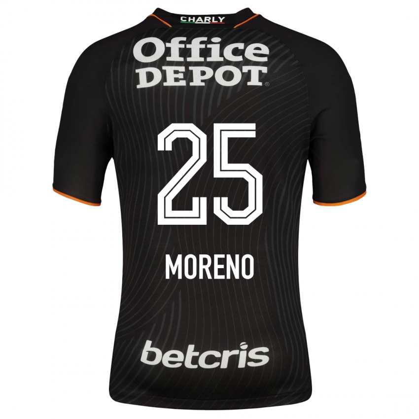 Kinder Carlos Moreno #25 Schwarz Auswärtstrikot Trikot 2023/24 T-Shirt