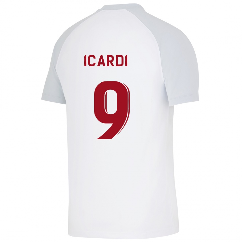 Kinder Mauro Icardi #9 Weiß Auswärtstrikot Trikot 2023/24 T-Shirt