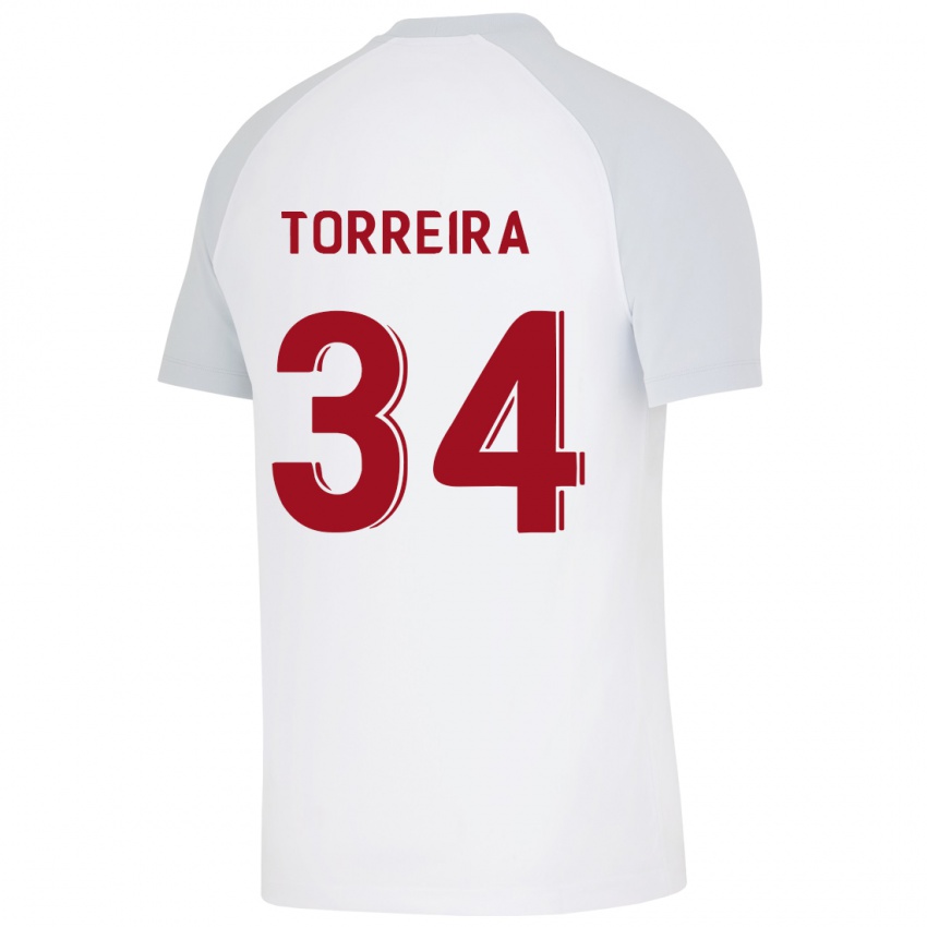 Kinder Lucas Torreira #34 Weiß Auswärtstrikot Trikot 2023/24 T-Shirt