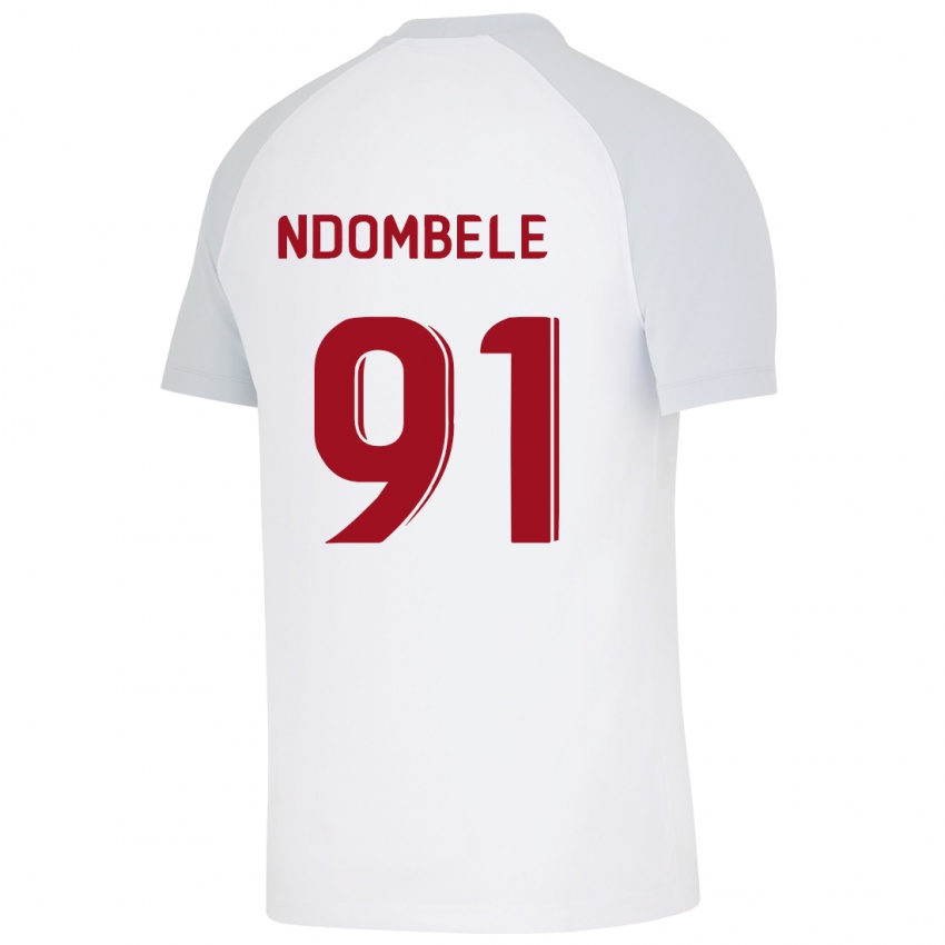 Kinder Tanguy Ndombele #91 Weiß Auswärtstrikot Trikot 2023/24 T-Shirt