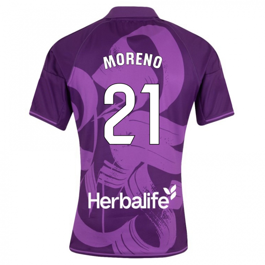 Kinder Xavi Moreno #21 Violett Auswärtstrikot Trikot 2023/24 T-Shirt