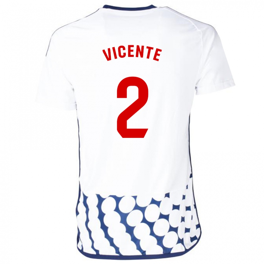 Kinder David Vicente #2 Weiß Auswärtstrikot Trikot 2023/24 T-Shirt