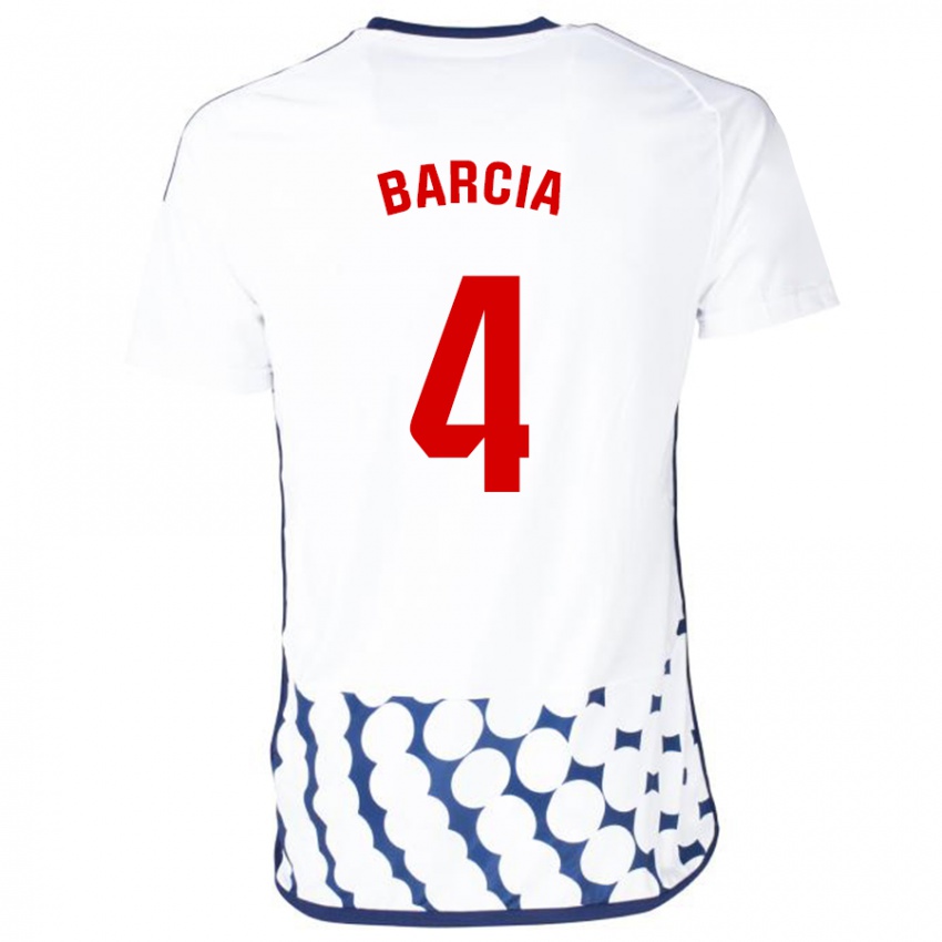 Kinder Sergio Barcia #4 Weiß Auswärtstrikot Trikot 2023/24 T-Shirt