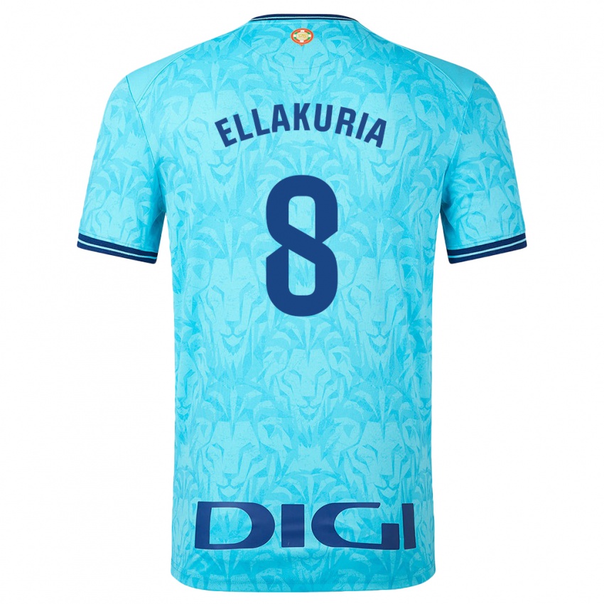 Kinder Eneko Ellakuria #8 Himmelblau Auswärtstrikot Trikot 2023/24 T-Shirt
