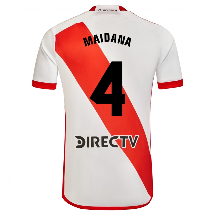 Herren Jonatan Maidana #4 Weiß Rot Heimtrikot Trikot 2023/24 T-Shirt