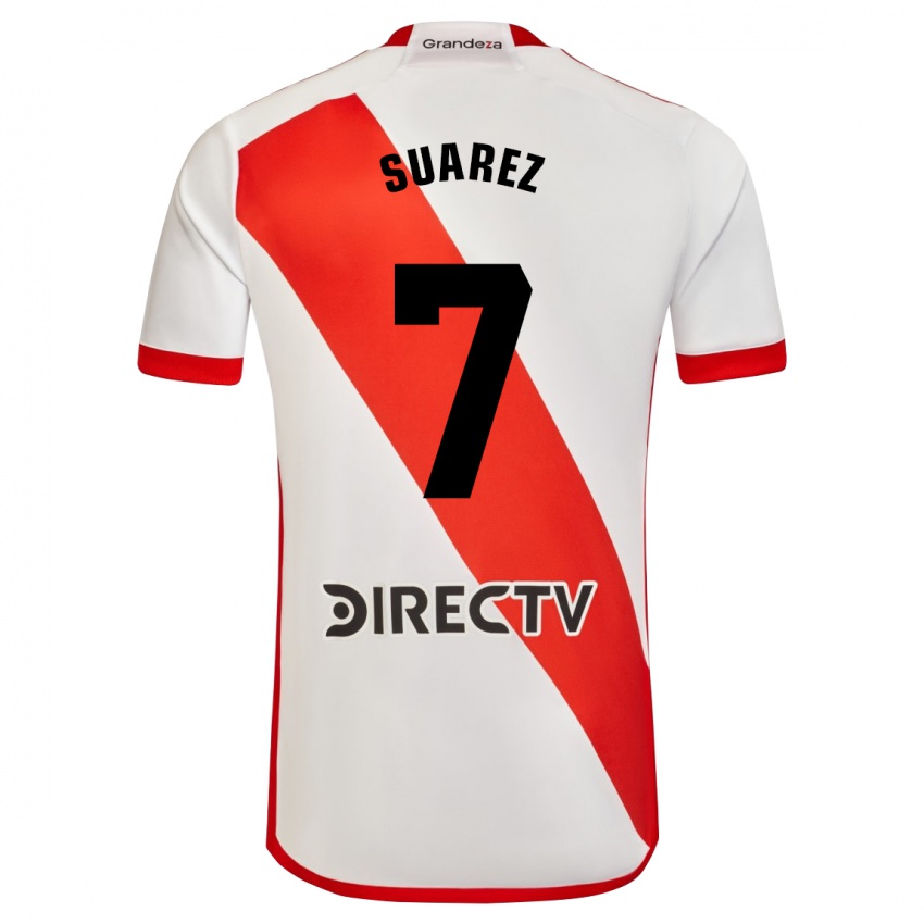 Herren Matias Suarez #7 Weiß Rot Heimtrikot Trikot 2023/24 T-Shirt