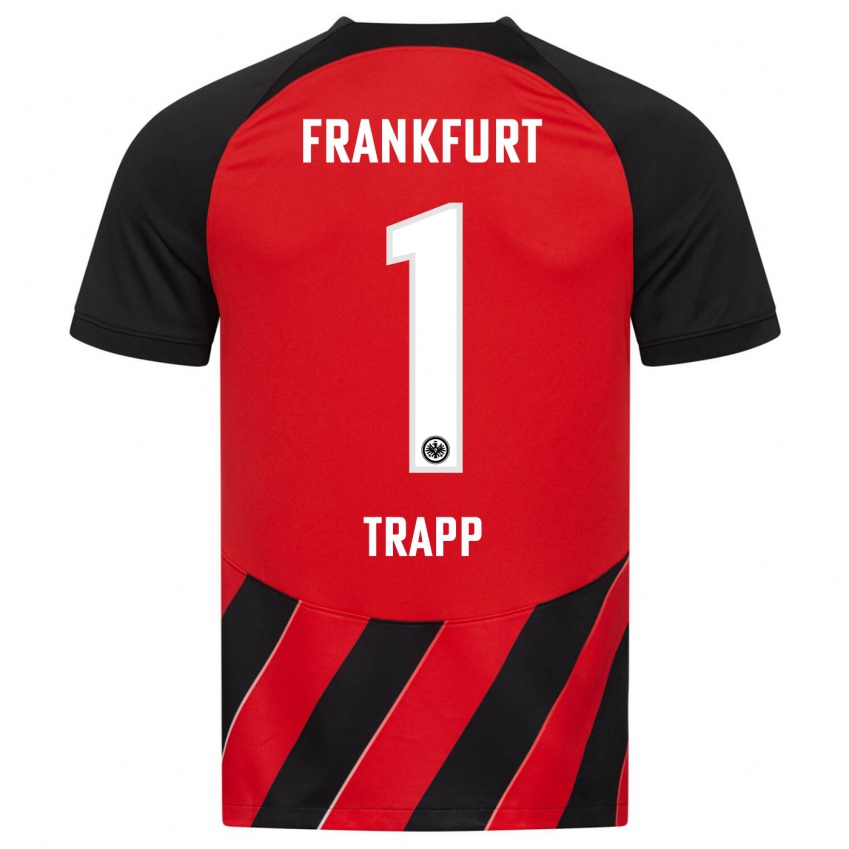 Herren Kevin Trapp #1 Rot Schwarz Heimtrikot Trikot 2023/24 T-Shirt