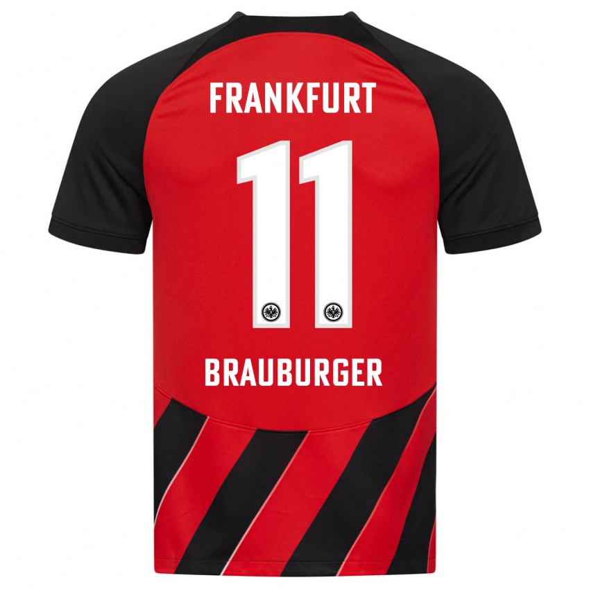 Herren Maximilian Brauburger #11 Rot Schwarz Heimtrikot Trikot 2023/24 T-Shirt