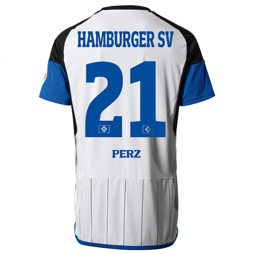 Herren Marcel Perz #21 Weiß Heimtrikot Trikot 2023/24 T-Shirt