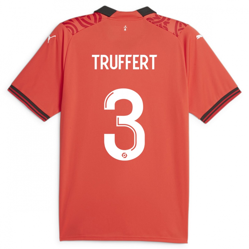 Herren Adrien Truffert #3 Rot Heimtrikot Trikot 2023/24 T-Shirt