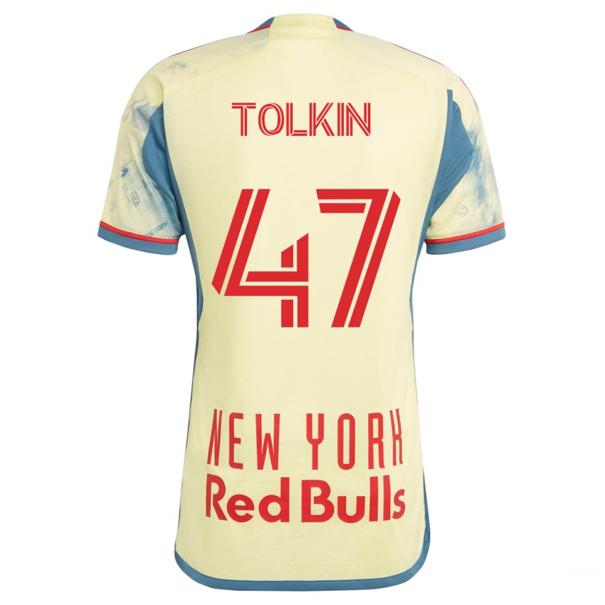 Herren John Tolkin #47 Gelb Heimtrikot Trikot 2023/24 T-Shirt