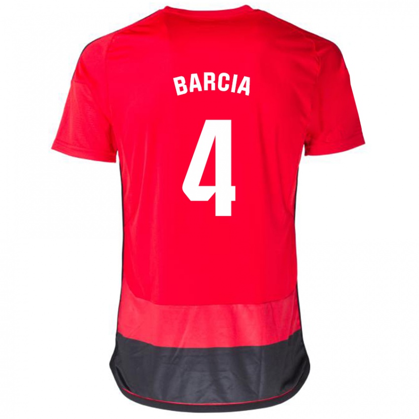 Herren Sergio Barcia #4 Rot Schwarz Heimtrikot Trikot 2023/24 T-Shirt