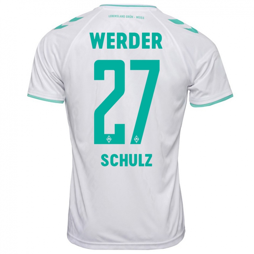 Herren Ole Schulz #27 Weiß Auswärtstrikot Trikot 2023/24 T-Shirt