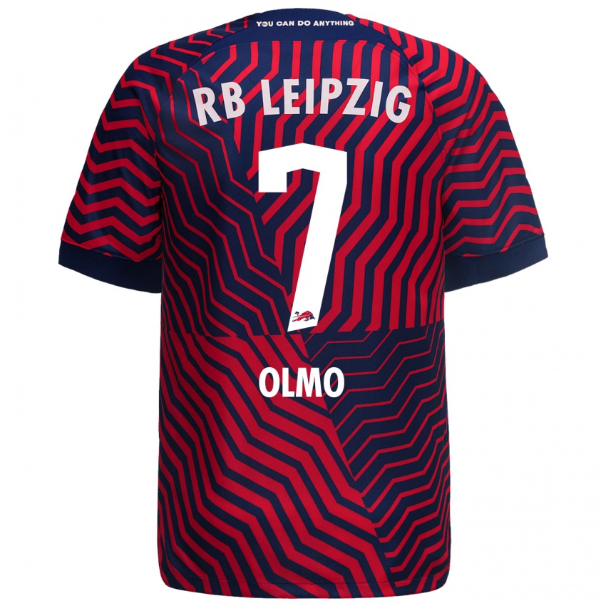 Herren Dani Olmo #7 Blau Rot Auswärtstrikot Trikot 2023/24 T-Shirt