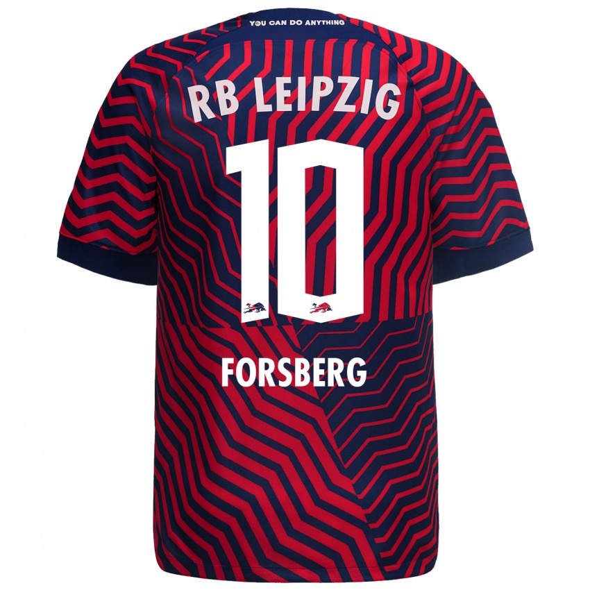 Herren Emil Forsberg #10 Blau Rot Auswärtstrikot Trikot 2023/24 T-Shirt