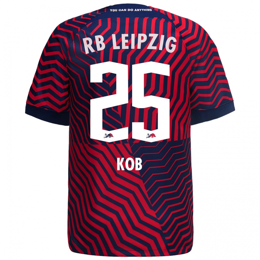 Herren Leon Koß #25 Blau Rot Auswärtstrikot Trikot 2023/24 T-Shirt