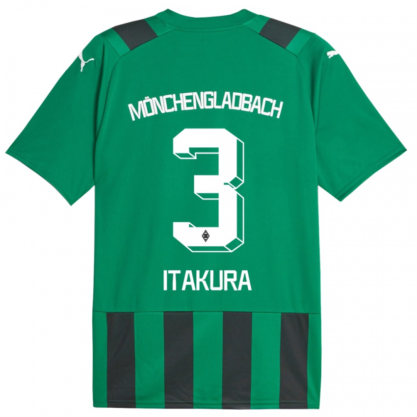 Herren Ko Itakura #3 Schwarz Grün Auswärtstrikot Trikot 2023/24 T-Shirt
