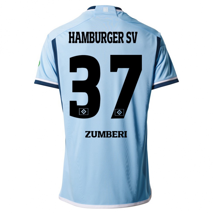 Herren Valon Zumberi #37 Blau Auswärtstrikot Trikot 2023/24 T-Shirt