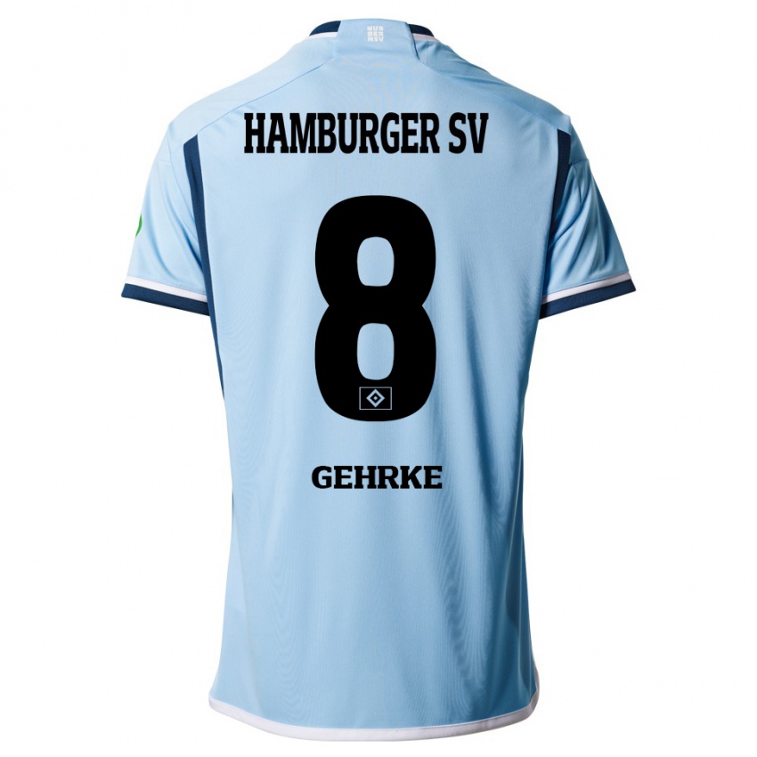 Herren Stefan Gehrke #8 Blau Auswärtstrikot Trikot 2023/24 T-Shirt