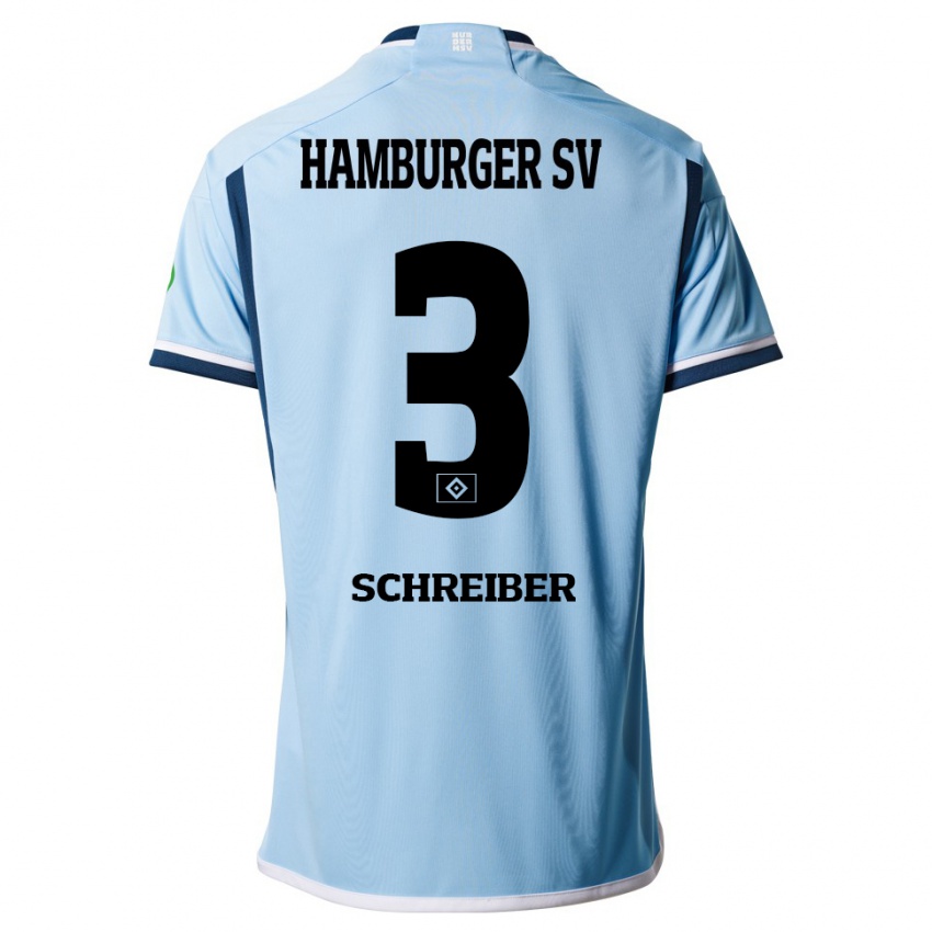 Herren David Schreiber #3 Blau Auswärtstrikot Trikot 2023/24 T-Shirt