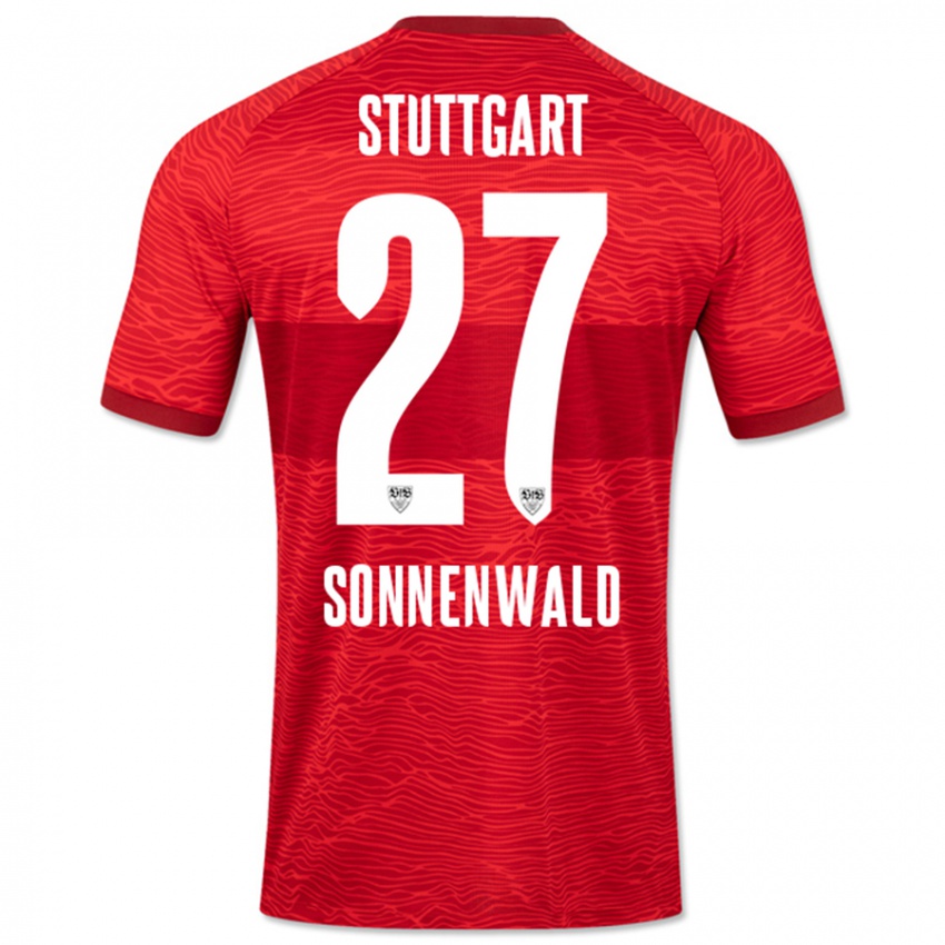 Herren Lukas Sonnenwald #27 Rot Auswärtstrikot Trikot 2023/24 T-Shirt