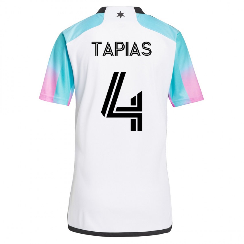 Herren Miguel Tapias #4 Weiß Auswärtstrikot Trikot 2023/24 T-Shirt