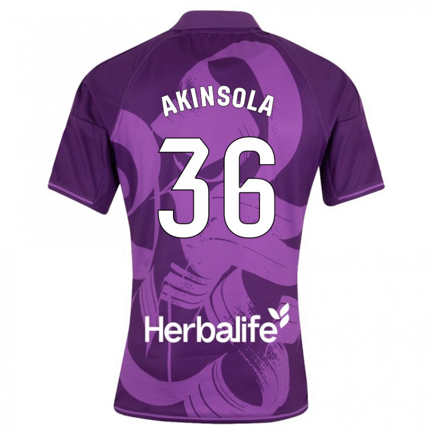 Herren Tunde Akinsola #36 Violett Auswärtstrikot Trikot 2023/24 T-Shirt