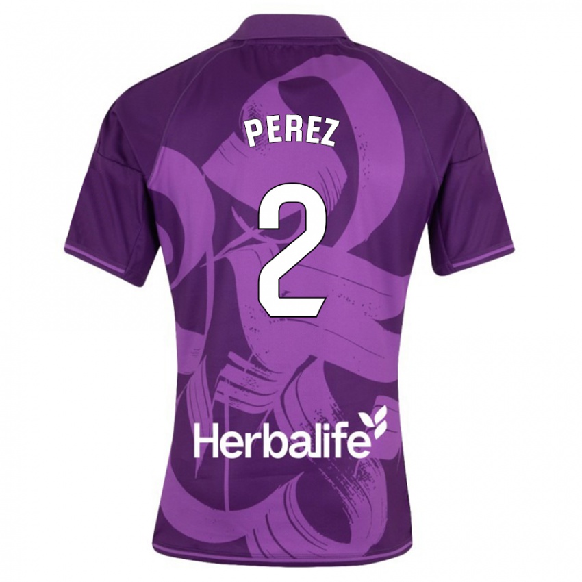 Herren Iker Pérez #2 Violett Auswärtstrikot Trikot 2023/24 T-Shirt