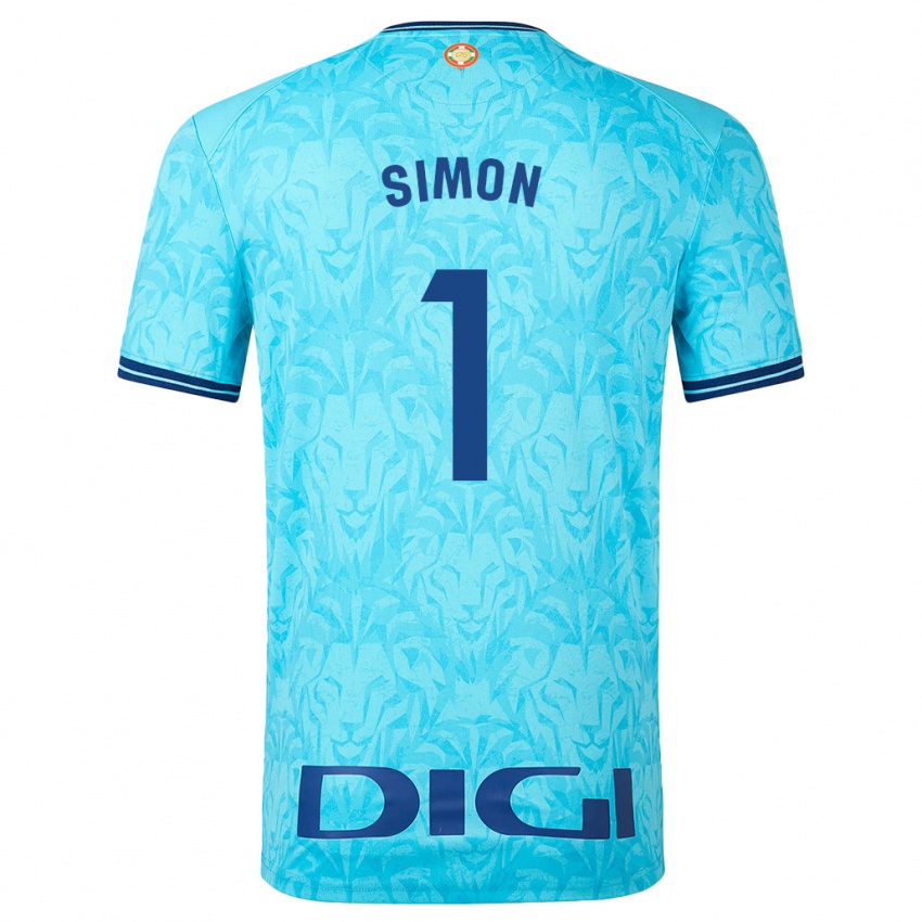 Herren Unai Simon #1 Himmelblau Auswärtstrikot Trikot 2023/24 T-Shirt
