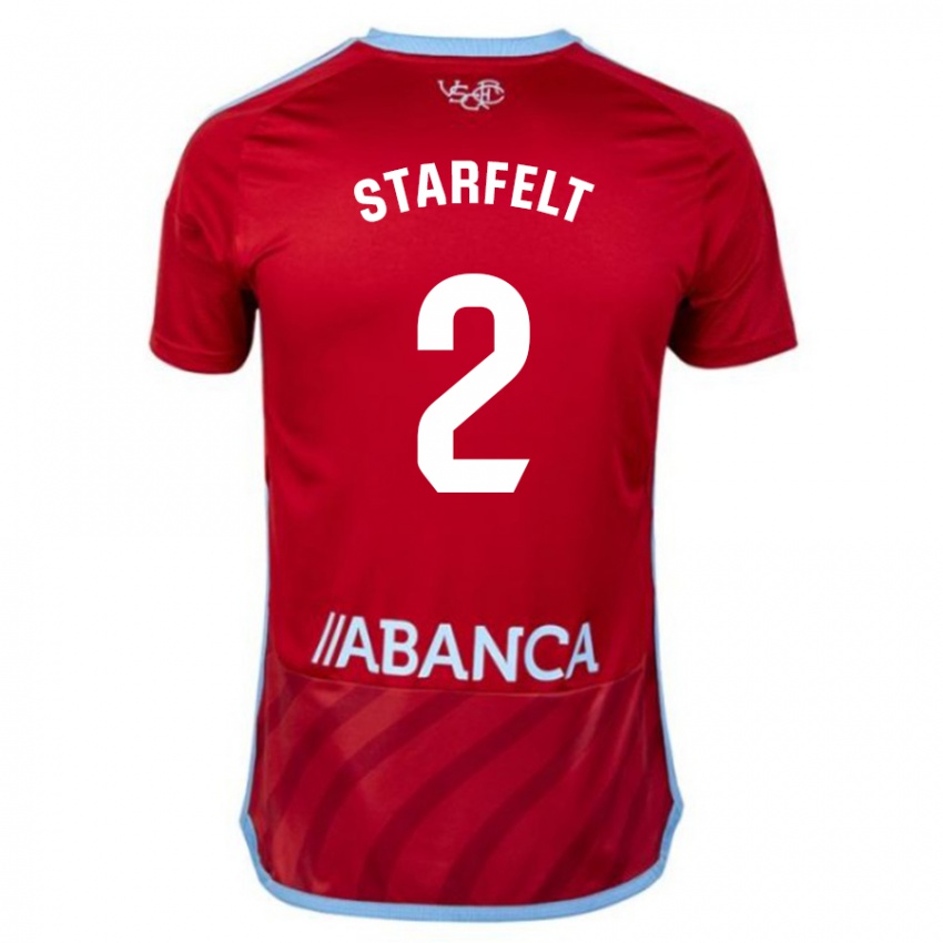 Herren Carl Starfelt #2 Rot Auswärtstrikot Trikot 2023/24 T-Shirt