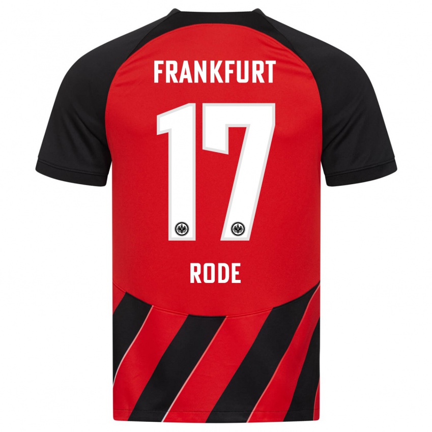 Damen Sebastian Rode #17 Rot Schwarz Heimtrikot Trikot 2023/24 T-Shirt