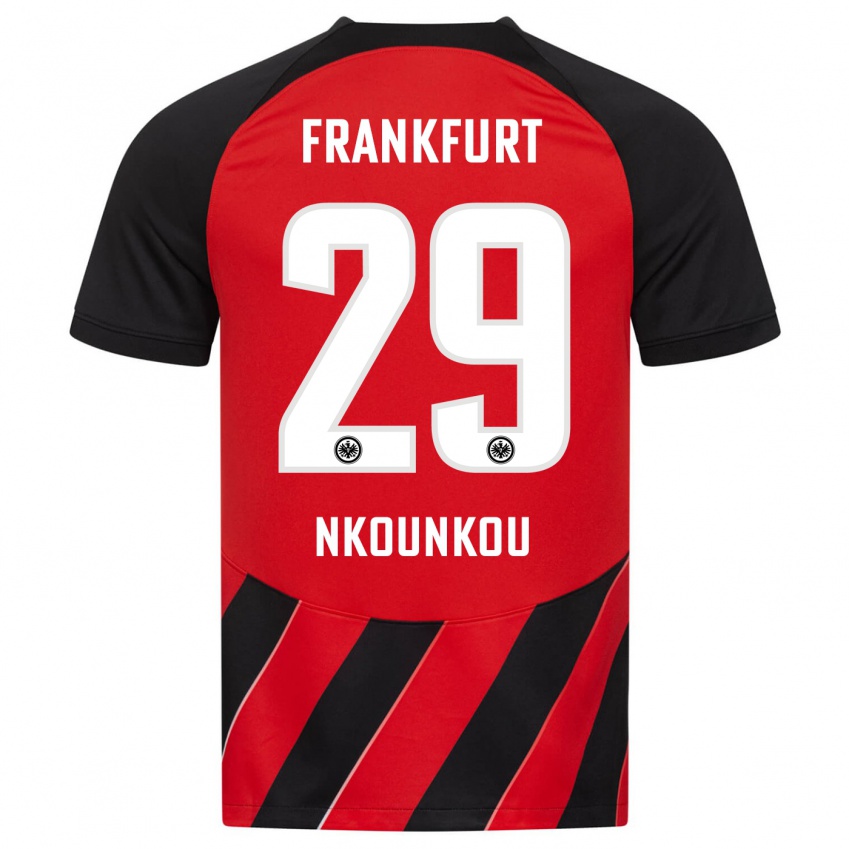 Damen Niels Nkounkou #29 Rot Schwarz Heimtrikot Trikot 2023/24 T-Shirt